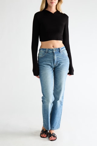 Crop top à capuche - Noir