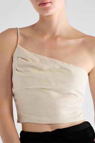 Crop top asymétrique - Beige chiné