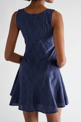 Robe trapèze en broderie anglaise - Bleu marine