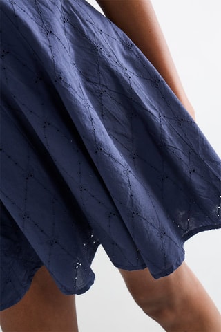 Robe trapèze en broderie anglaise - Bleu marine