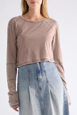 T-shirt cropped - Marron chiné