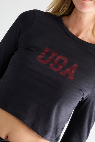 T-shirt cropped - Bleu marine