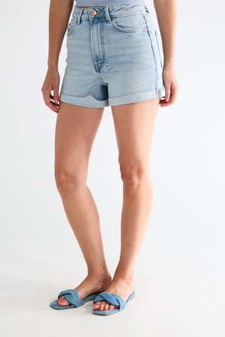 Short en jean taille haute - Bleu