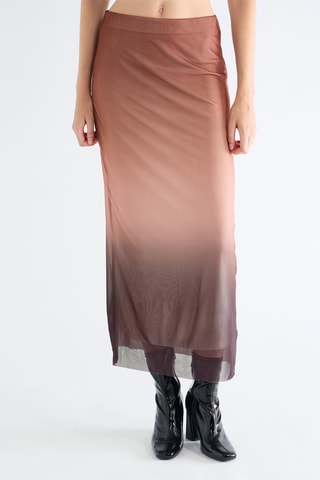 Jupe longue tie and dye taille haute - Marron
