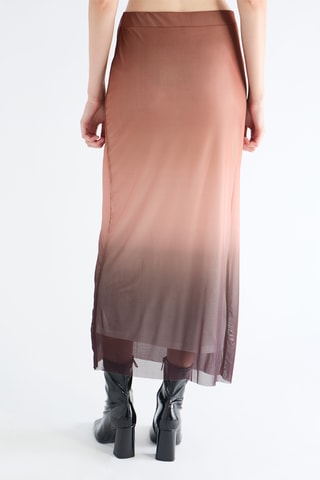 Jupe longue tie and dye taille haute - Marron