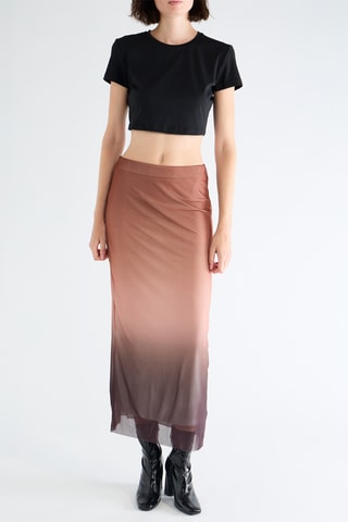 Jupe longue tie and dye taille haute - Marron