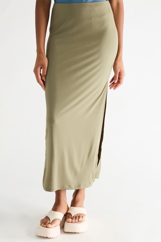 Jupe longue taille haute - Vert olive