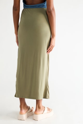 Jupe longue taille haute - Vert olive