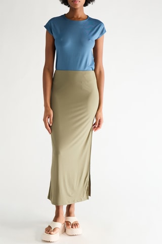 Jupe longue taille haute - Vert olive