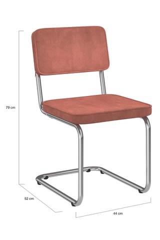 Sillas Naya de tela de rizo terracota y patas de metal cantilever - Pack de 4