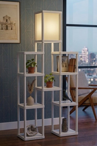 Lampadaire étagère Twins - Blanc - 40 W