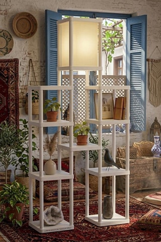 Lampadaire étagère Twins - Blanc - 40 W