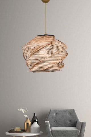 Suspension en bois et bambou Ruche - Naturel et doré - 45-60 W