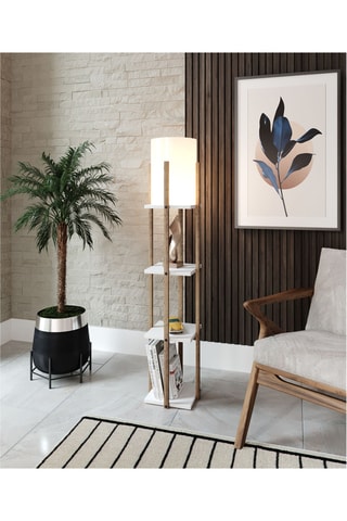 Lampadaire en bois Maçka - Naturel et noir - 60 W