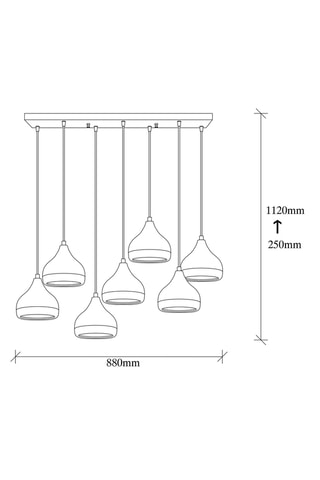 Suspension Yildo - Noir et doré - 7 x 40 W