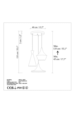 Suspension Tom - Marron foncé - 3 x 40 W