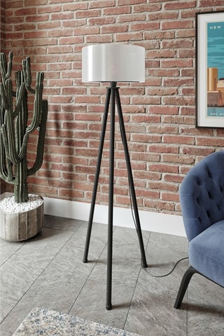 Lampadaire trépied KS-11101 - Ecru et noir - 40 W