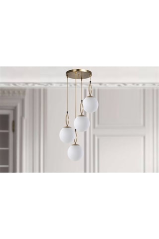 Suspension Morino - Blanc et doré - 4 x 60 W