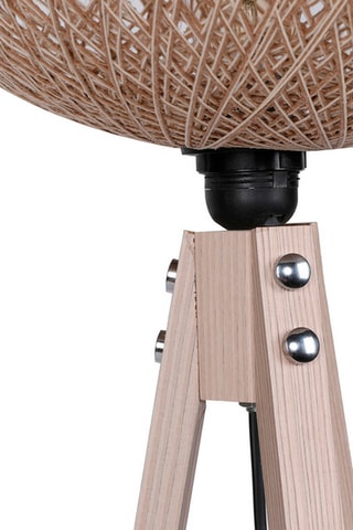Lampadaire trépied - Crème et imitation bois - 45 - 60 W