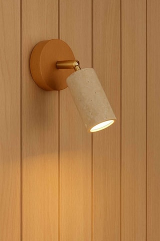 Applique murale en bois et travertin - Beige - 10 W