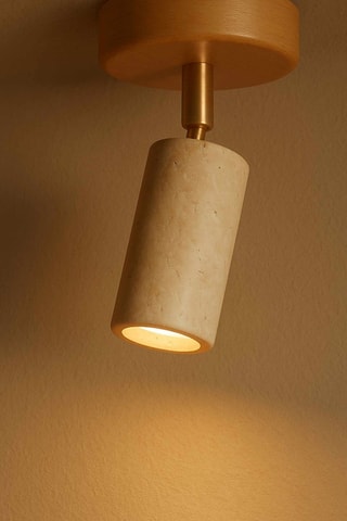 Applique murale en bois et travertin - Beige - 10 W