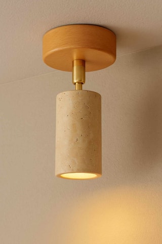 Applique murale en bois et travertin - Beige - 10 W