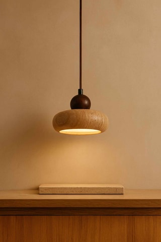 Suspension en bois et travertin - Beige