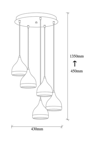 Suspension Yildo - Noir - 5 x 100 W