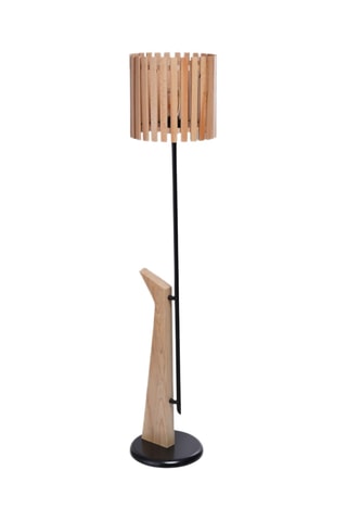 Lampadaire en bois - 40 W - Naturel et noir