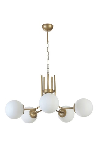 Suspension - Doré et blanc - 5 x 40 W