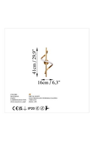 Applique murale LED Likma - Doré - 11 W