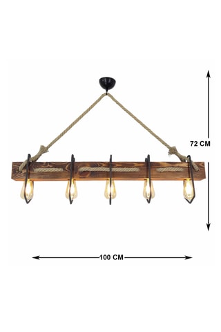 Suspension en pin massif - Naturel - 5 x 40 W
