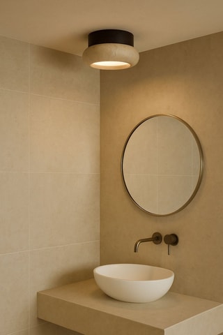 Plafonnier en bois et travertin - Beige