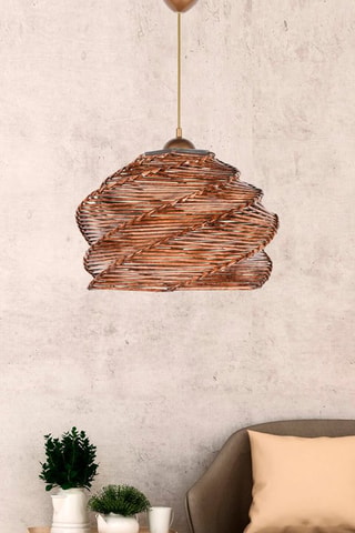 Suspension en bois et bambou Ruche Antiquation - Naturel et doré - 45 - 60 W