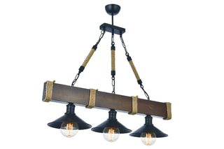 Suspension en bois de charme - Naturel et noir - 3 x 60 W