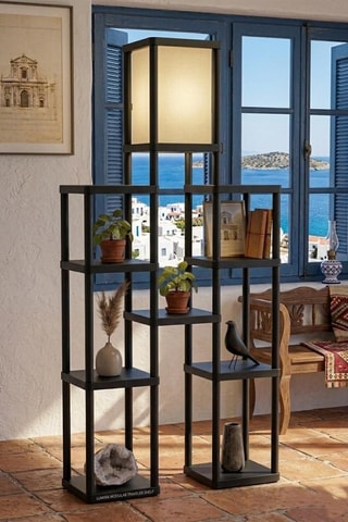 Lampadaire étagère Twins Black - Noir - 40 W