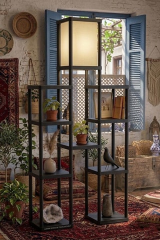 Lampadaire étagère Twins Black - Noir - 40 W
