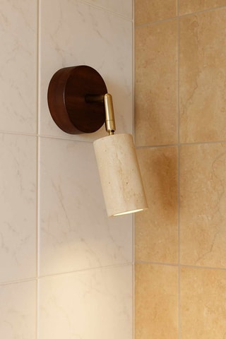 Applique murale en bois et travertin - Beige - 10 W