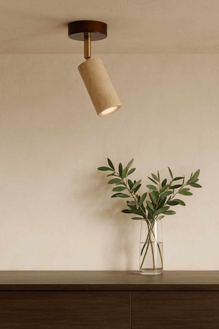 Applique murale en bois et travertin - Beige - 10 W