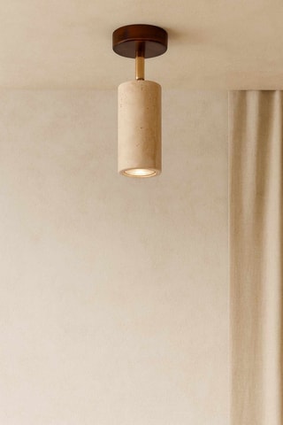 Applique murale en bois et travertin - Beige - 10 W