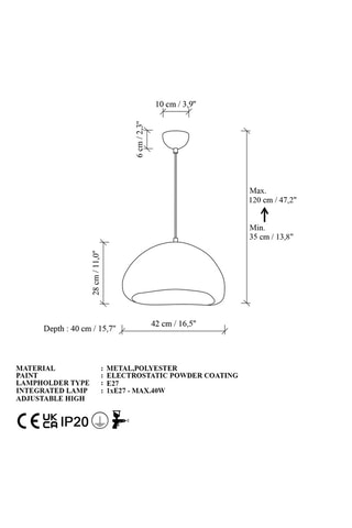 Suspension - Blanc - 40 W