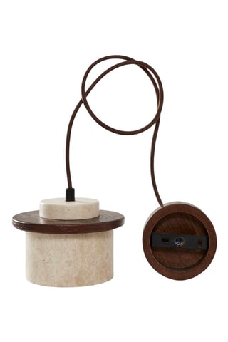 Suspension en bois et travertin - Beige - 40 W