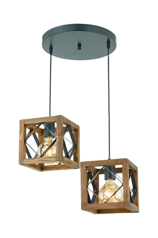 Suspension en bois de charme Zikzak - Naturel - 2 x 60 W
