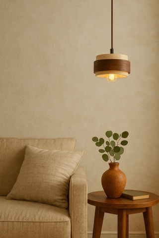 Suspension en bois et travertin - Beige