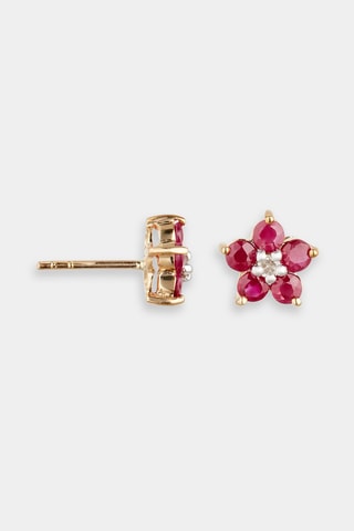 Brincos Ouro amarelo, diamantes e rubis
