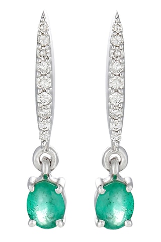 Brincos Savitr - Ouro branco, diamantes e esmeraldas
