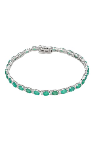 Pulseira Chemin précieux - Ouro branco, diamantes e esmeraldas
