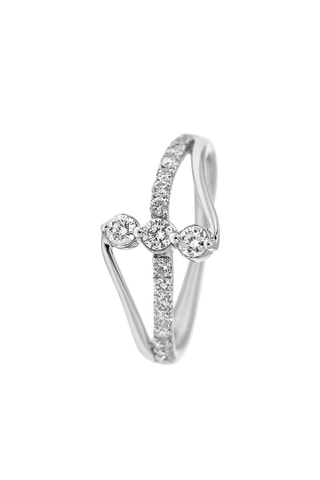 Anel A mi-chemin - Ouro branco e diamantes