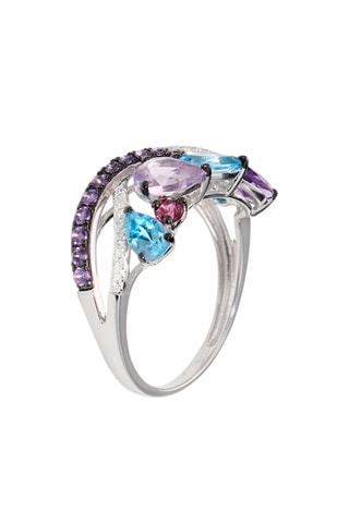 Anel Eclats enchantées - Ouro branco, diamantes, topázios, ametistas e granadas