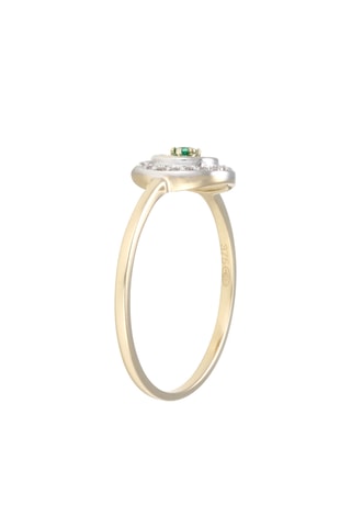 Anel Bouclier - Ouro amarelo, diamantes e esmeraldas